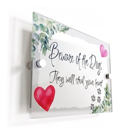 Finger prints - Beware Dogs Steal Your Heart Acrylic House Sign/Plaque Door Number 1-999 Street Name Plate