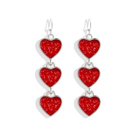 Valentines Day Earrings for Women Red Pink Heart Earrings Valentines Day Gifts for Her Rhinestone Heart Earrings Dangling Valentines Earrings Valentines Day Outfit Accessories Women