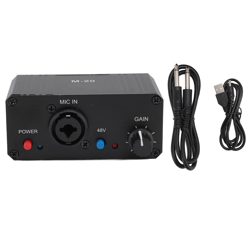 Mic Preamp, Microphone Gain Booster Dynamic Condenser 48V Phantom Power