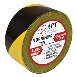 APT, PVC Marking Tape, Premium Vinyl Safety Marking and Dance Floor Splicing Tape, 6 mil Thick, 2'' Width X 33Yds Length (1 Roll, Yellow/Black 2"x99FT)