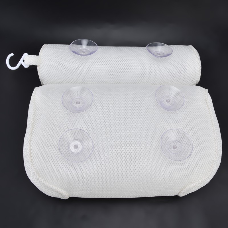 Mesh Bathroom Pillow Soft Comfortable Suction Cup Pillow Bath Tub