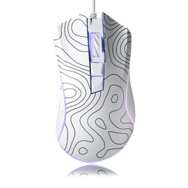 XVX G705 Wired Gaming Mouse, 12000 DPI RGB Gaming Mouse with 12 Backlit Modes & 7 Macro Buttons, PC Gaming Mice Support DIY Keybinding, Mouse Gamer Computer Mouse for Laptop PC Mac Windows,Topographic