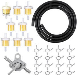 Motorcycle Inline Fuel Filter Kit - Diesel Heater Fuel Line Kit includes Φ5mm fuel line hose(1M) & fuel filters & fuel tank switch & hose clamps, Gasoline Filter Kit for Car Truck Scooter Motorcycle