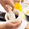 BergHOFF Leo Stoneware Mortar and Pestle with Cork Lid, White,