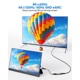 ZeniKon Mini HDMI to HDMI Adapter 8K, Mini HDMI Male to HDMI Female Adapter 48Gbps Ultra High Speed 8K@60Hz, 4K@120Hz, 3D, HDR, Dolby for Portable Monitor/DSLR/Camcorder/Tablet/Projector/Graphics Card