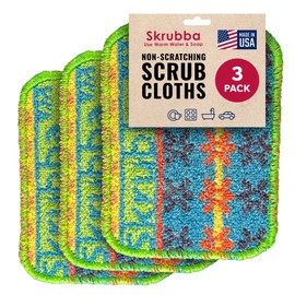 Wet-it! Skrubba 3-Pack Reusable Dish Scrubbers – Non-Scratch Scouring Pads for Kitchen & Household – Eco-Friendly, Dishwasher Safe Scrub Sponges for Dishes, Pots & Pans (Vogue)
