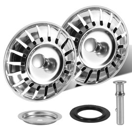 EASONGEE 2PCS Kitchen Sink Strainer Plug, Stainless Steel Sink Plugs Replacement, Kitchen Sink Strainer Waste Plug for Food Waste Catcher, Hole Diameter: 78mm