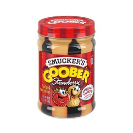 Smucker's Goober Peanut Butter and Strawberry Jelly Stripes, 18 Ounce Glass Jar