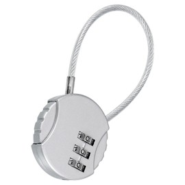 TOP-VIGOR 1Pcs Combination Lock 5 Inch, 3 Digit Outdoor Waterproof Resettable Padlock with Wire Rope, 135mm Safety Cable Lock Anti-Theft Padlocks for Luggage Gym Locker Fence Toolbox Backpack, Silver