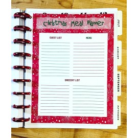 Handmade Christmas Holiday Meal Planner Dashboard Insert 4 use w/ Classic Happy Planner-
