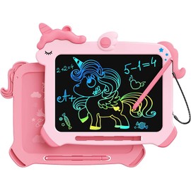 Kikapabi LCD Writing Tablet for Kids, Unicorn Colorful Screen Doodle Board, Electronic Drawing Pad, Educational Toy, Toddlers Travel Toy, Christmas Birthday Gift for 3 4 5 6 7 Year Old Girls Pink