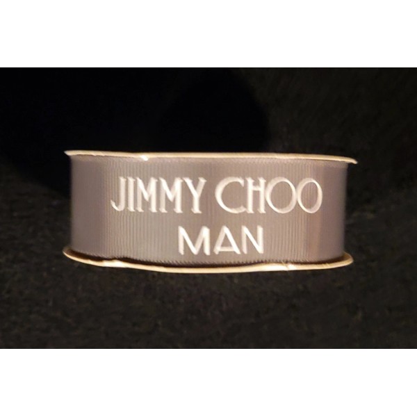 Jimmy Choo Gray Grosgrain Jimmy Choo Man Logo Ribbon -