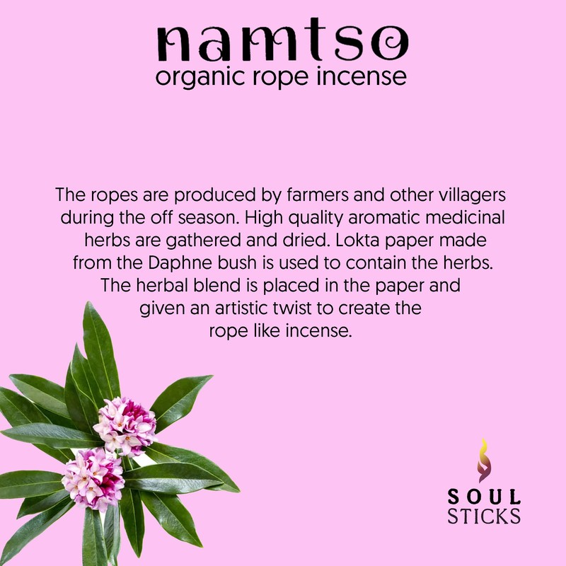 Soul Sticks Namtso Tibetan Handmade Rope Incense 20 Sticks Handrolled