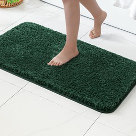 MIULEE Bath Mat Soft Bath Rug Non-Slip Bath Mat Bathroom Mat Bed Rug Fluffy Rug Bathroom Rug Shower Mat for Bath & Living Room Bedroom 50 x 80 cm Deep Green