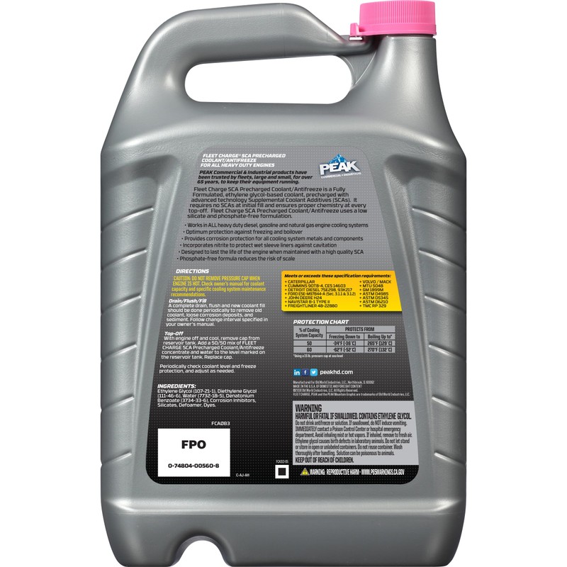 PEAK Fleet Charge SCA Precharged Concentrate Antifreeze and Coolant for