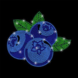 GOMAKERER 1 Pc Blueberry Pattern Rhinestone Iron on Hotfix Transfer Decal, Bling DIY Patch Clothing Repair Applique T-Shirt Vest Shoes Hat Jacket Decor Clothing DIY Accessories