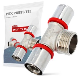 T-Piece PEX Press Fitting 25 x 1 Inch x 25 Male Thread with Sealing Rings Oring for Aluminium Composite Pipe, Multilayer Composite Pipe, Heating Sanitary Systems, Drinking Water Installation,