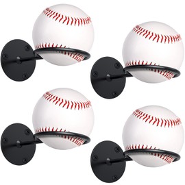 Threan 4 Pcs Baseball Softball Display Memorabilia Holder Baseball Wall Mount Holders Heavy Duty Sports Wall Mount Rack for Display Storage, Black