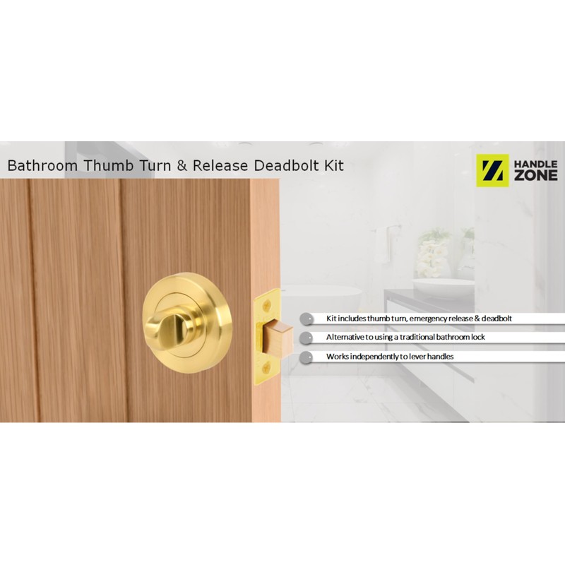 HANDLEZONE® Bathroom Toilet Door Thumb Turn and Release Deadbolt Kit