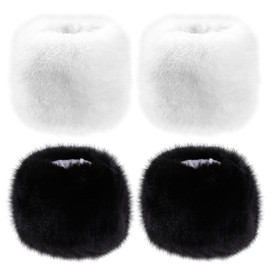 OAAO 2 Pairs Of Sleeves, Fluffy Warm Gloves, Fur Gloves, Winter Wrist Cuffs, Women's Gloves, Warm Hand Loops, Thickened Wrist Guards