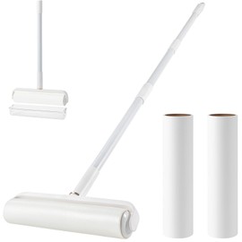 Floor Lint Roller Long Handle with Cover and 2 Refills for Pet Hair Extra Sticky Large 9.45 inch Lint Remover for Carpet Bedding Couch (Extra Long Handle & 3 Sticky Rolls)