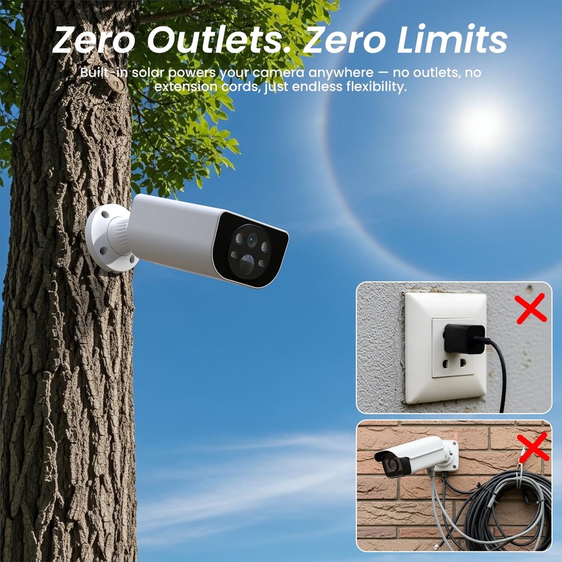Cinnado Security Cameras Wireless Outdoor - Home Security Cameras Solar