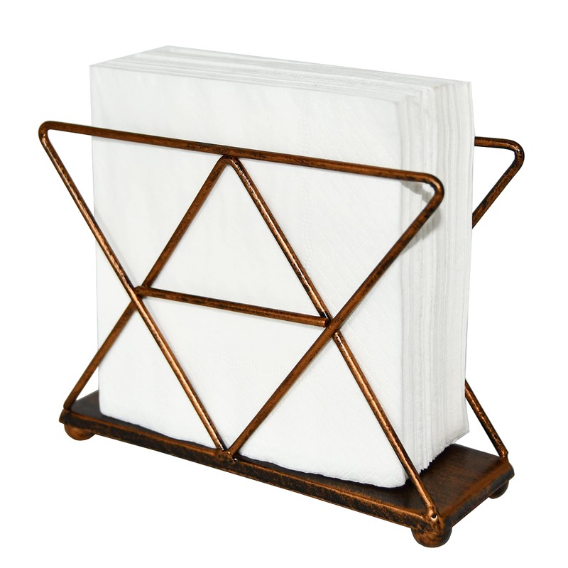 OwlGift Copper Modern Geometric Triangle Metal Wire Upright Napkin Holder