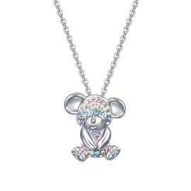 VEEHOO Girls Koala Necklaces Gifts,Colorful Crystal Koala Themed Animal Pendant Jewelry Cute Koala Gifts for Koala Lovers