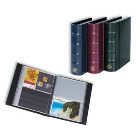 Postcard album with 50 clear pockets, red