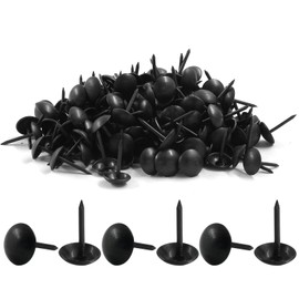 Piutouyar 200 Pcs Black Upholstery Tacks Antique Metal Thumb Tacks Round Head Upholstery Pins for Upholstered Furniture Cork Board DIY Projects or Home Decor 9 x 15mm