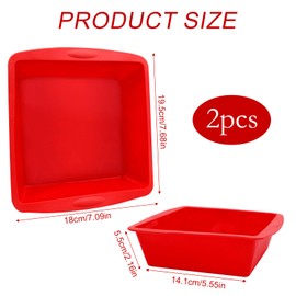 HVIHWI 2 Stück Silikon Backform Eckig, Antihaft Backformen Silikon, Kuchenform Silikons Brotbackform Silikonform für Käsekuchen Backformen Set für Brownies, Käsekuchen (19,5×18×5,5cm)