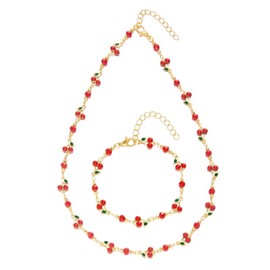 Gold Flower Anklet for Women Dainty Cherry Ankle Bracelet Pearl Butterfly Link Anklets Evil Eye Heart Anklets Adjustable Summer Beach Jewelry Gifts (01)