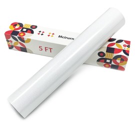Mcirurn White Glitter Heat Transfer Vinyl, 12" x 5ft Htv Vinyl, Glitter Iron-On for T-Shirts, Shirts Crafts, Easy Cutting and Weeding, Custom Glitter Gifts.