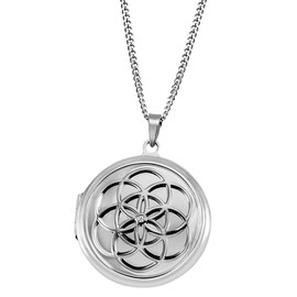 Goldmaid Women's Necklace Photo Locket 925 Sterling Silver Curb Chain, Silver, Cubic Zirconia