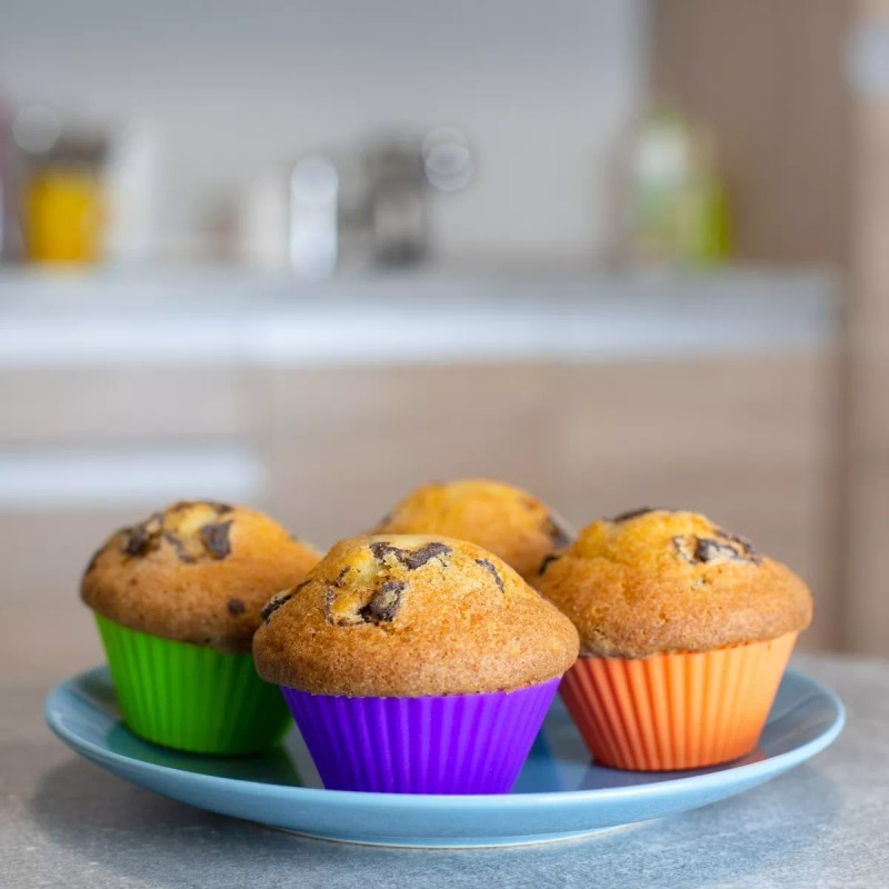 Luxury Charola De Cupakes + Capacillos De Silicon Muffin Reposteria