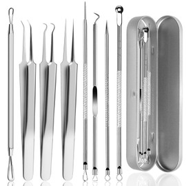 8 Stücke Rostfreier Edelstahl Mitesserentferner Set, Blackheads Pickel Pinzette Ausdrücken Werkzeug, Komedonenquetscher Mitesser zum Entfernen von Pickeln für Entfernung Von Mitessern