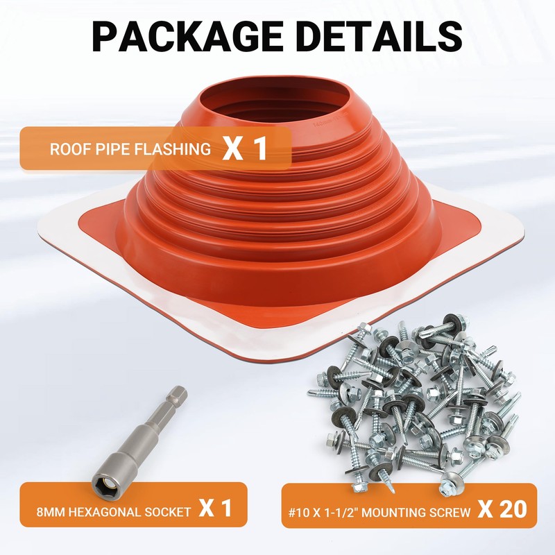 Metal Roof Pipe Flashing Boot: #7 Silicone High-Temp Flexible Roof