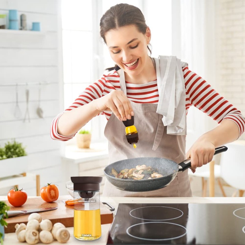 TINMIX Oil Dispenser with Brush - Glass Olive Oil Dispenser