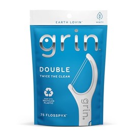 GRIN, Double Flossypx Travel, Hilo Dental Ecológico y Extra Largo, para una Higiene Bucal Completa y Responsable