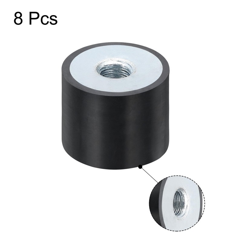 sourcing map 8Pcs 25 x 20mm M8 Thread Female Rubber