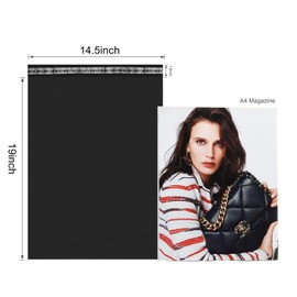 Poly Mailers 14.5x19 Inch 50pcs Shipping Bags for Small Business Mailing Envelopes for Clothing，Waterproof and tear proof pouch with strong self-sealing glue (Black)
