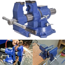 TINVHY 5-Inch Multi Purpose Heavy Vise, Multi-Jaw Bench Vise with Double Swivel Rotating, Vise Multi Purpose Vise with Anvil Stand for Clamping Fixing Equipment Home or Industrial Use