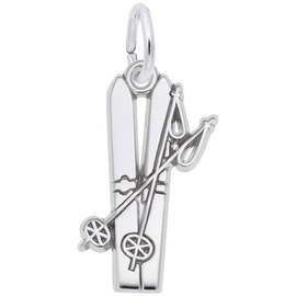 Skis Charm In Sterling Silver, Charms for Bracelets and Necklaces
