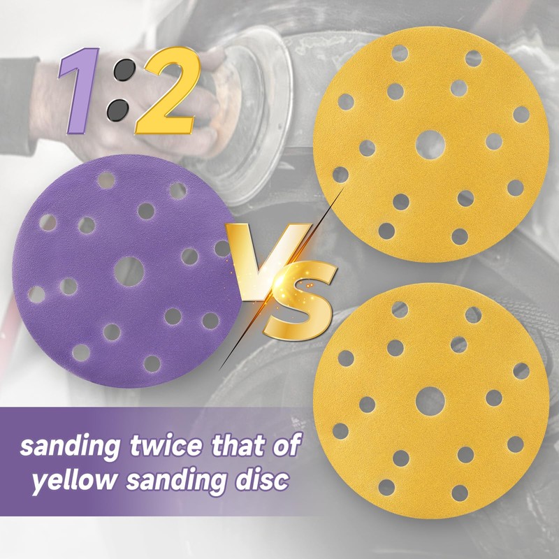 STEBRUAM 50pcs 150mm Sanding Discs 80 Grit 15 Holes Hook