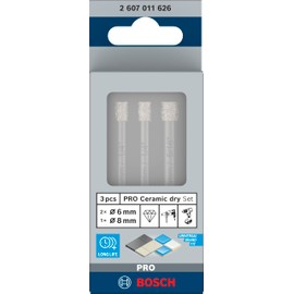 Bosch 3x PRO Ceramic Diamond Drill Bit Set for Cylindrical Shank and Rotary Drill/Drivers (for Tiles, Hard tiles, Ø 6,0, 6,0, 8,0 mm, Professional Accessory Rotary Drill/Drivers)