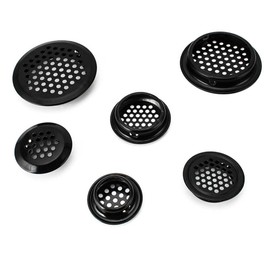 10Pcs 25mm/1inch Plane Air Vents Stainless Steel, Black Round Soffit Louver Vent Mesh Hole Air Vent Louver for Bathroom, Kitchen, Cabinet, Wardrobe