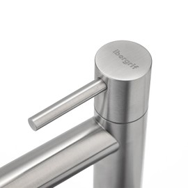 Ibergrif M18103 Kaltwasser-Waschtischbatterie, Einhand-Waschtischbatterie für Außenbereich, Gäste-WC, Edelstahl, Grau