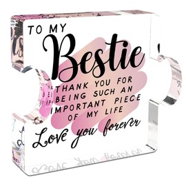 Bestie Gifts for Women, Best Friend Acrylic Puzzle Plaque, 4x4.7 Inch Desk Decor, Birthday Thanksgiving Keepsake for Best Friends, Soul Sister (Besties-Colorful)