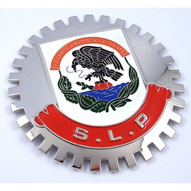 S.L.P Grille Badge SLP Mexico CRES for car Truck Grill Mount Flag Emblem Chrome