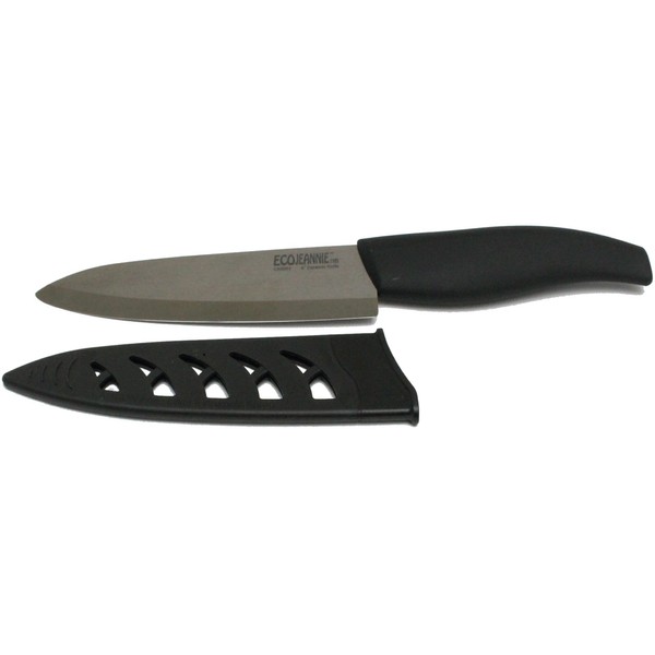 EcoJeannie CK0001 6 Inch Advanced Coffee Color Ceramic Blade Professional Chef's Knife with Plastic Protective Cover